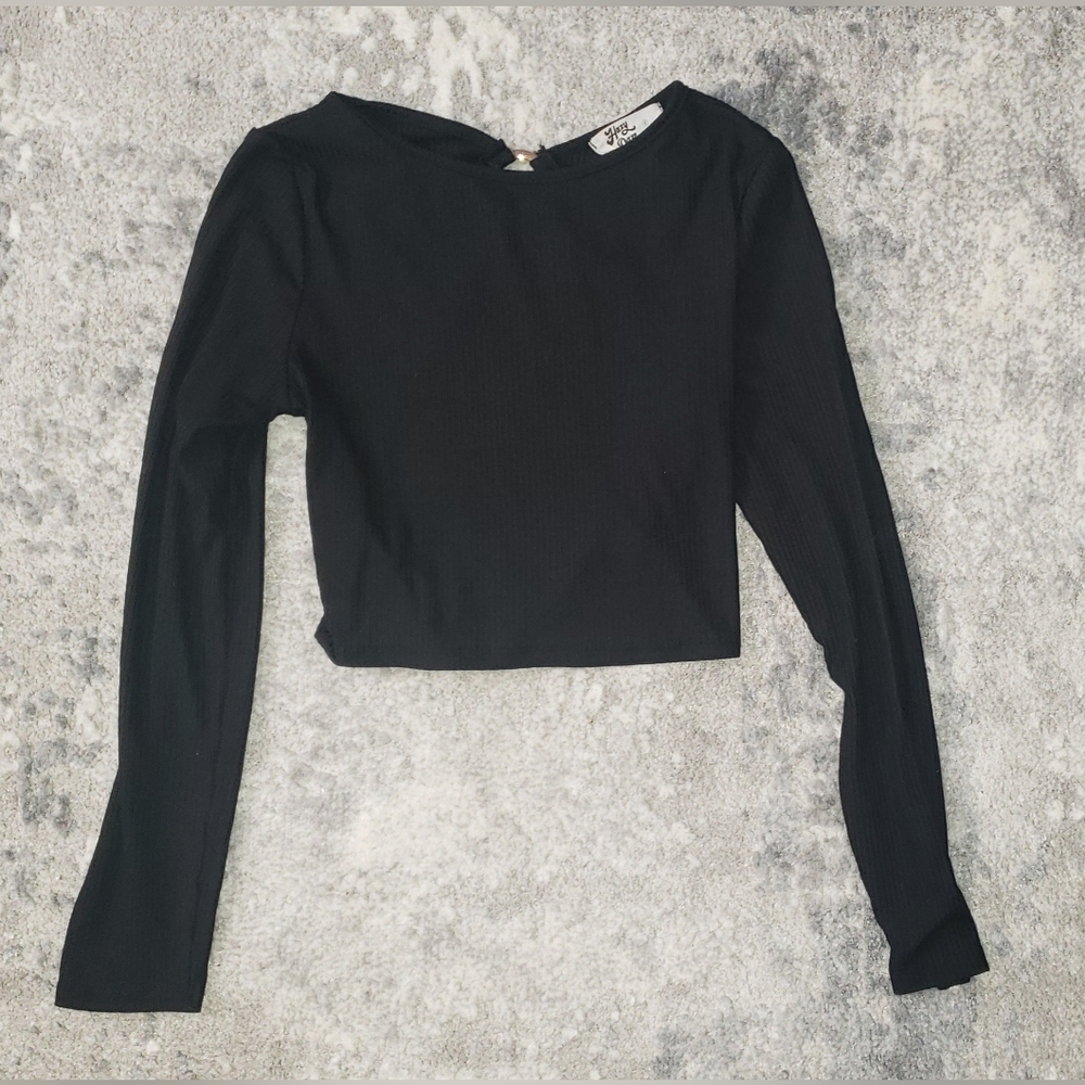 Long Sleeve Black crop Top by Hazy Daze